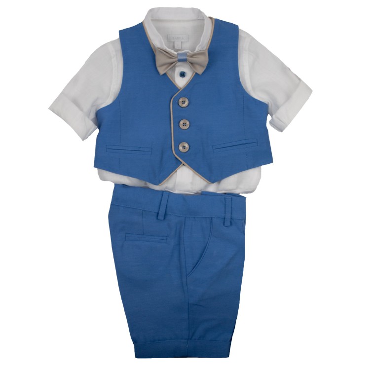 BABY A  Completo elegante celeste per cerimonia neonato