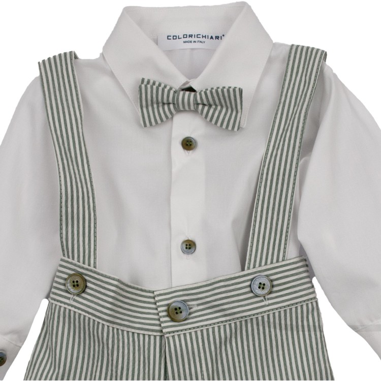 COLORI CHIARI Completo pantalone e camicia verde bianco per neonato