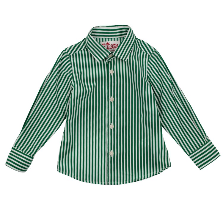 SAINT BARTH Camicia rigata bianco verde bambino