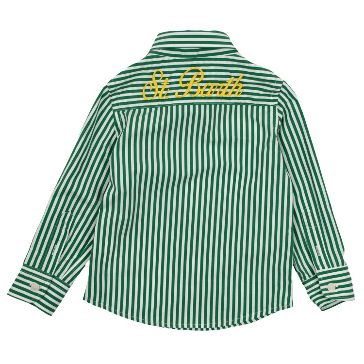 SAINT BARTH Camicia rigata bianco verde bambino