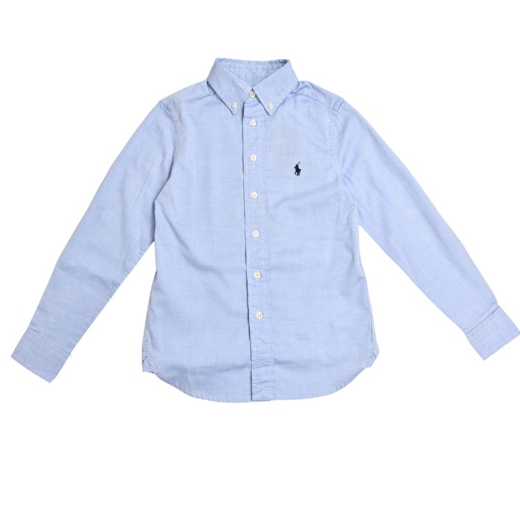 RALPH LAUREN Camicia Oxford in cotone Slim-Fit celeste bambino