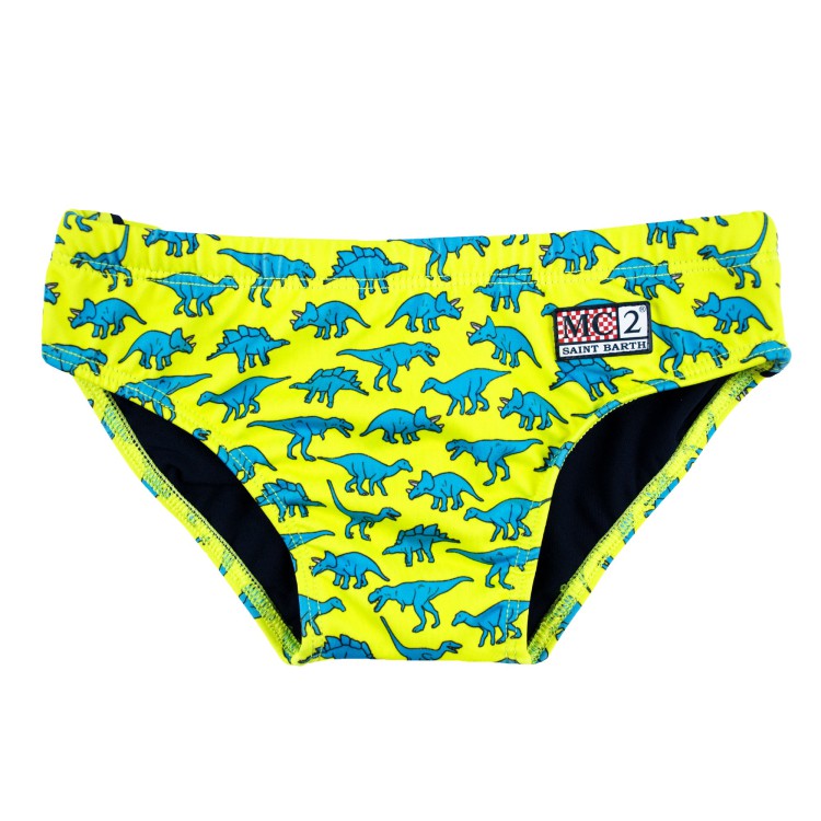 SAINT BARTH Slip in lycra stampati color giallo per bambino