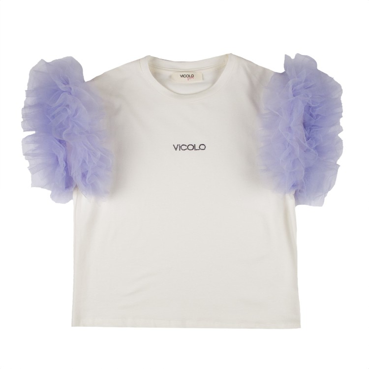 VICOLO T-shirt panna con tulle per bambina