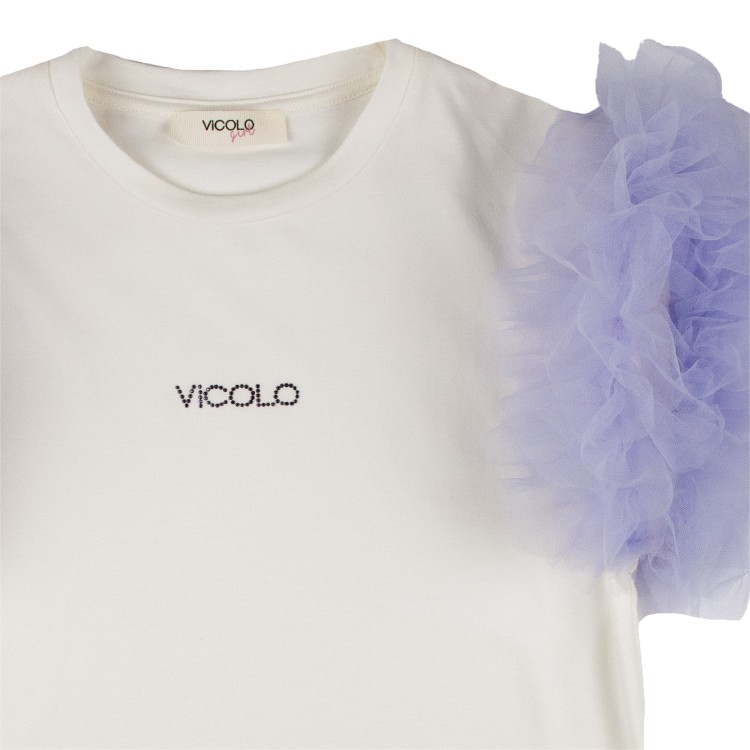 VICOLO T-shirt panna con tulle per bambina