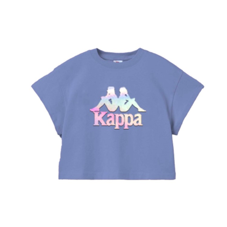 KAPPA T-shirt crop con grafica lilla bambina