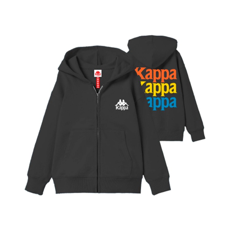 KAPPA Felpa con cappuccio e zip nera