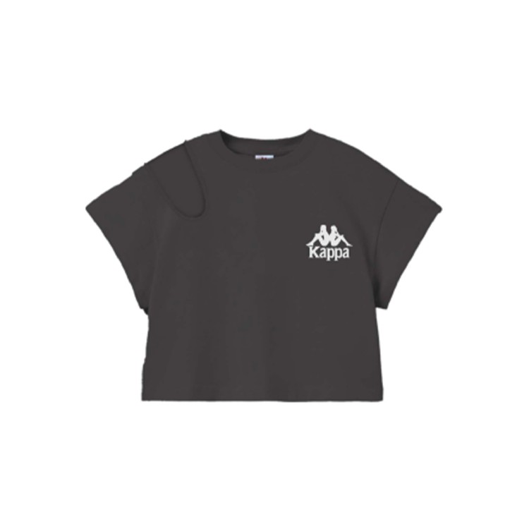 KAPPA T-shirt girocollo  modello crop con maniche corte nera per bambina