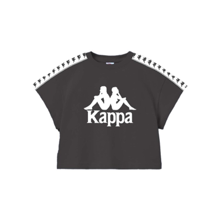 KAPPA T-shirt girocollo  modello crop stampa nera bambina