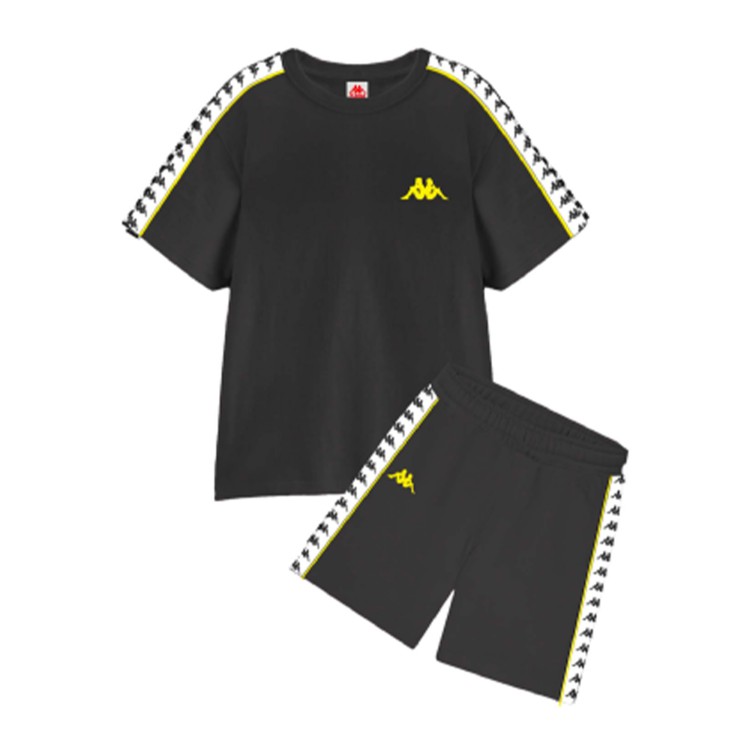 KAPPA Completo cotone short e t-shirt nero per bambini