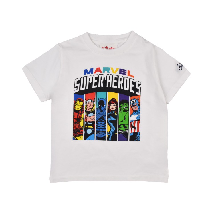 SAINT BARTH T-shirt fondo bianco con stampa heroes da bambino