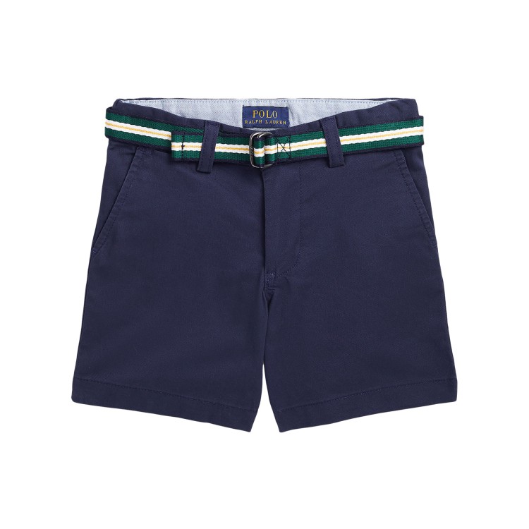 RALPH LAUREN Short in cotone con cinta color blu per bambino