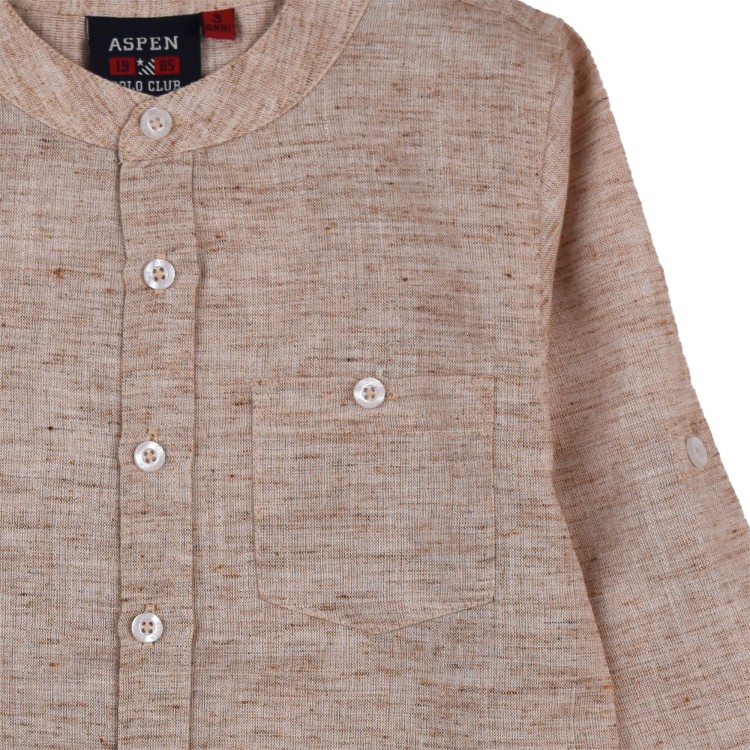 ASPEN POLO CLUB Camicia manica lunga in lino naturale per bambino