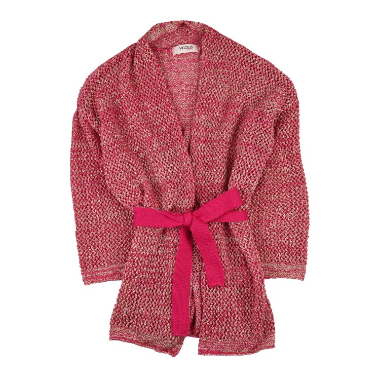 VICOLO Cardigan lungo in filo azalea per bambina