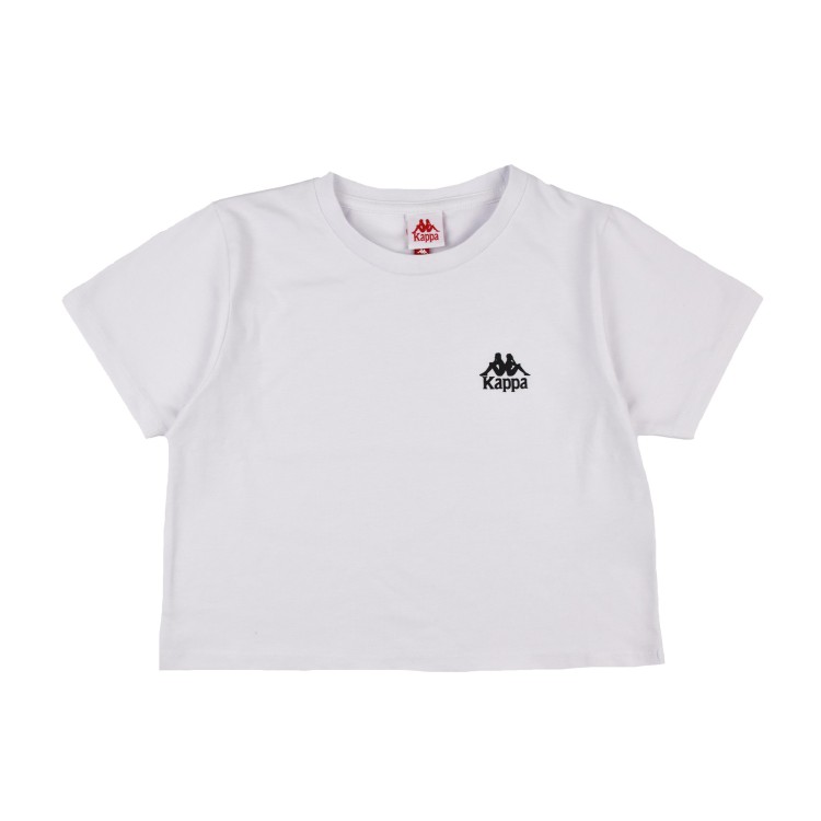 KAPPA T-shirt girocollo modello crop con maniche corte bianca  per bambina