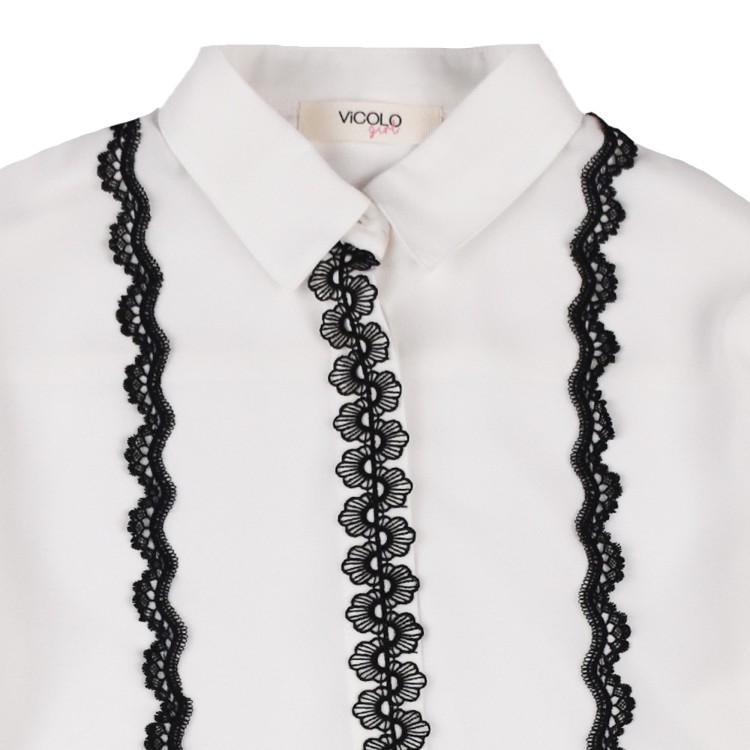 VICOLO Camicia in rasetto crema e nero bambina