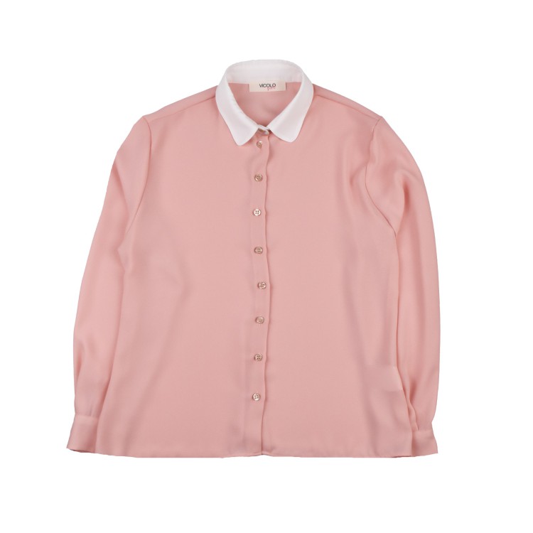 VICOLO Camicia  manica lunga rosa per bambina