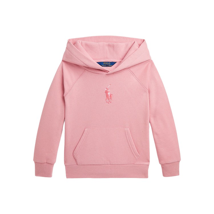 RALPH LAUREN Felpa zip con cappuccio rosa per bambina