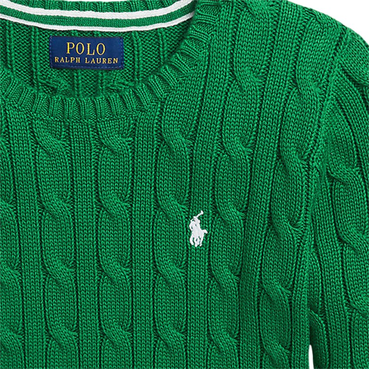 RALPH LAUREN Maglione lavorazione trecce verde per bambino