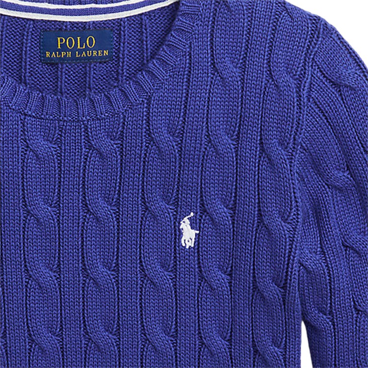 RALPH LAUREN Maglione lavorazione trecce bluette per bambino