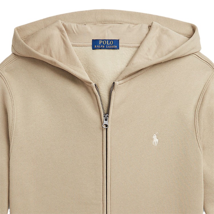 RALPH LAUREN Felpa zip con cappuccio beige per bambino