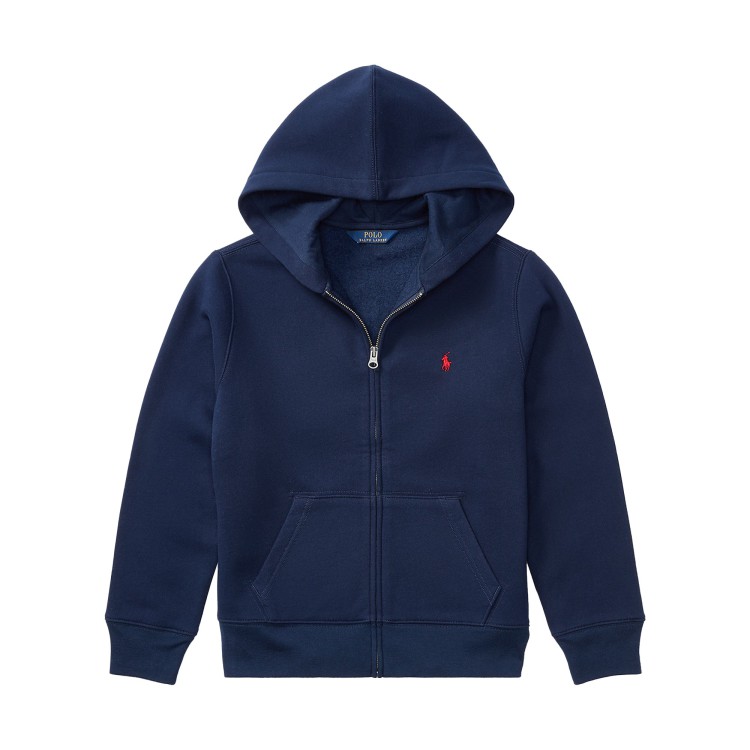 RALPH LAUREN Felpa con zip e cappuccio blu per bambino