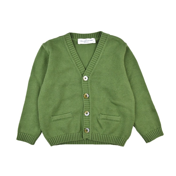 COLORI CHIARI Cardigan in filo verde per neonato