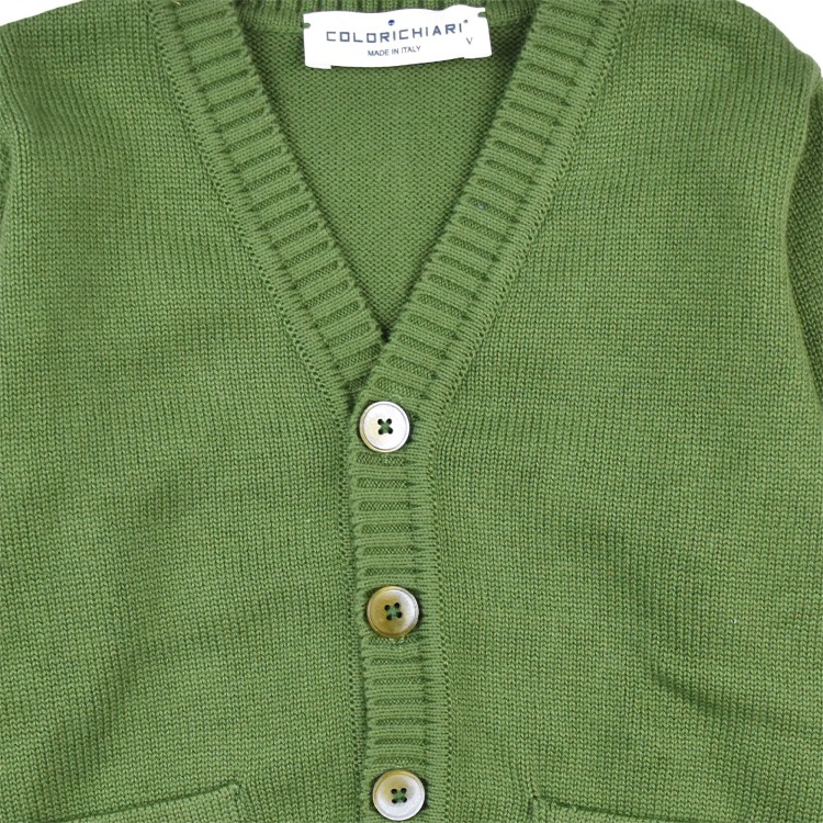 COLORI CHIARI Cardigan in filo verde per neonato