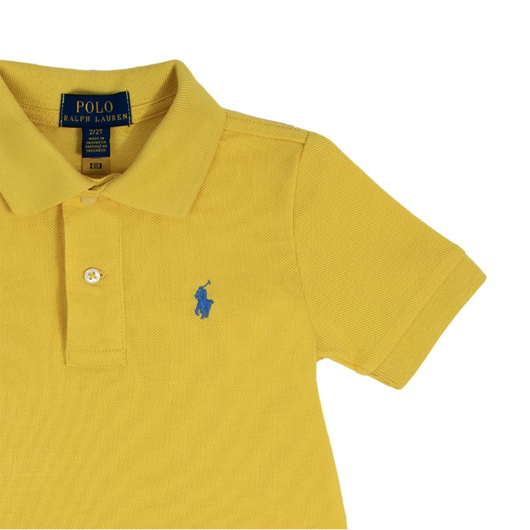 RALPH LAUREN Polo piqué di cotone giallo bambino