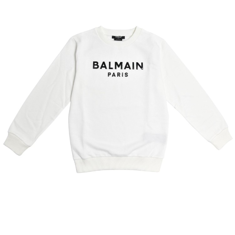 BALMAIN Felpa bianca bambina