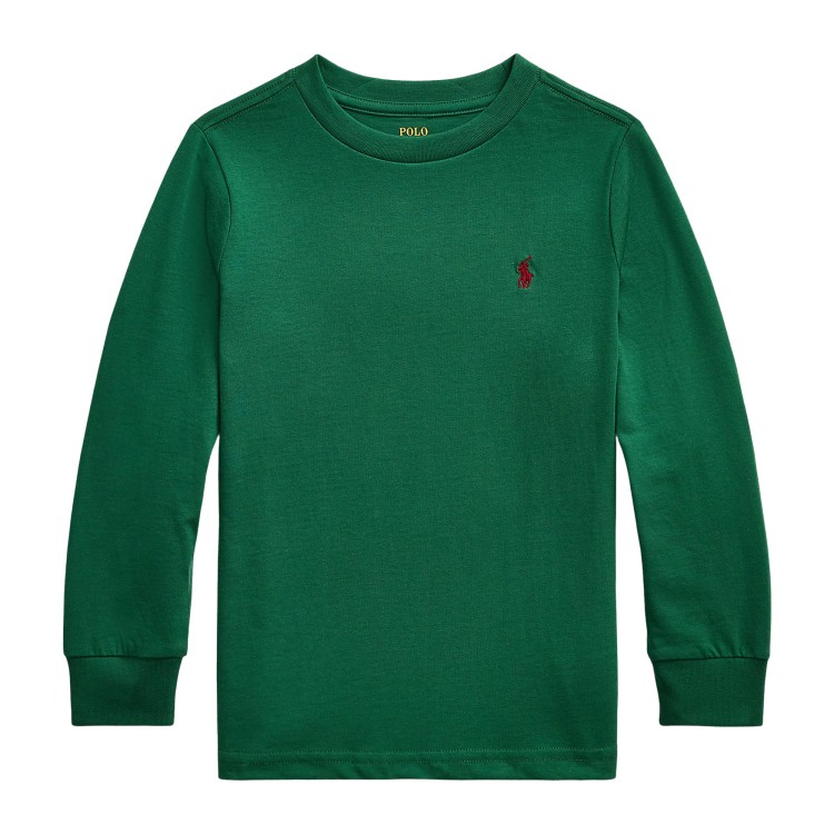 RALPH LAUREN T-shirt iconica modello girocollo verde bambino