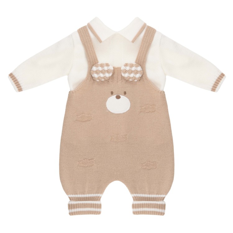 MARLU' Tutina in lana 2 pezzi nocciola beige per neonato