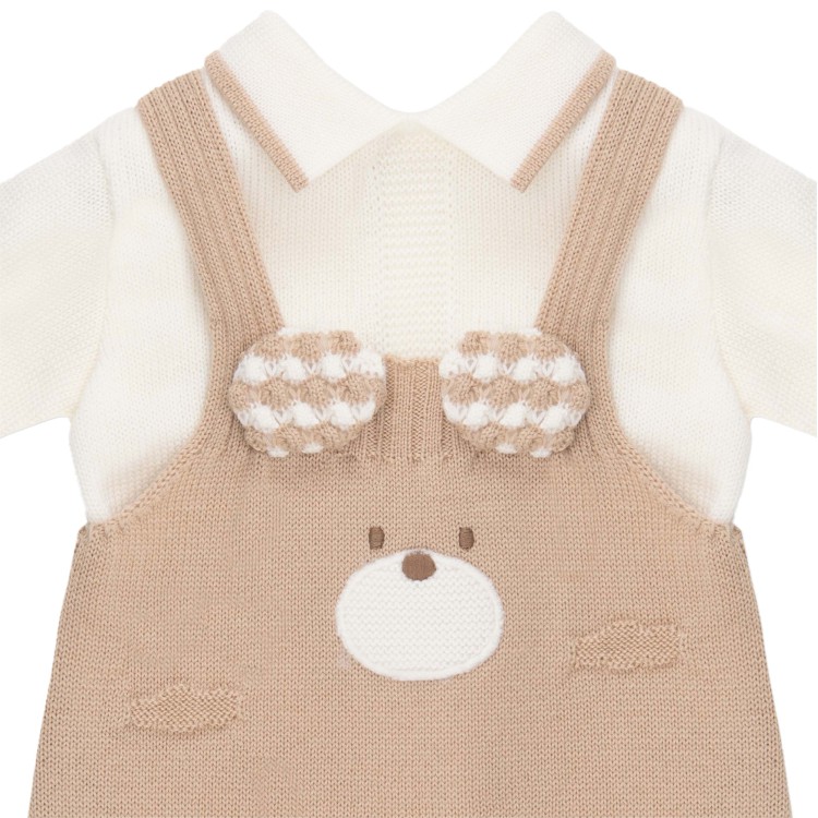 MARLU' Tutina in lana 2 pezzi nocciola beige per neonato