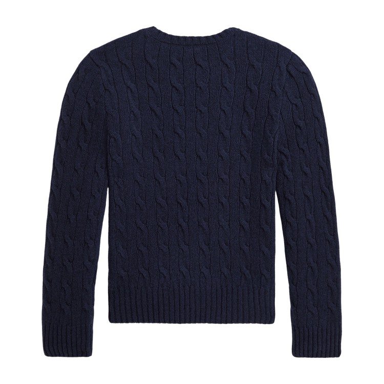 RALPH LAUREN Maglione blu navy con trecce bambini