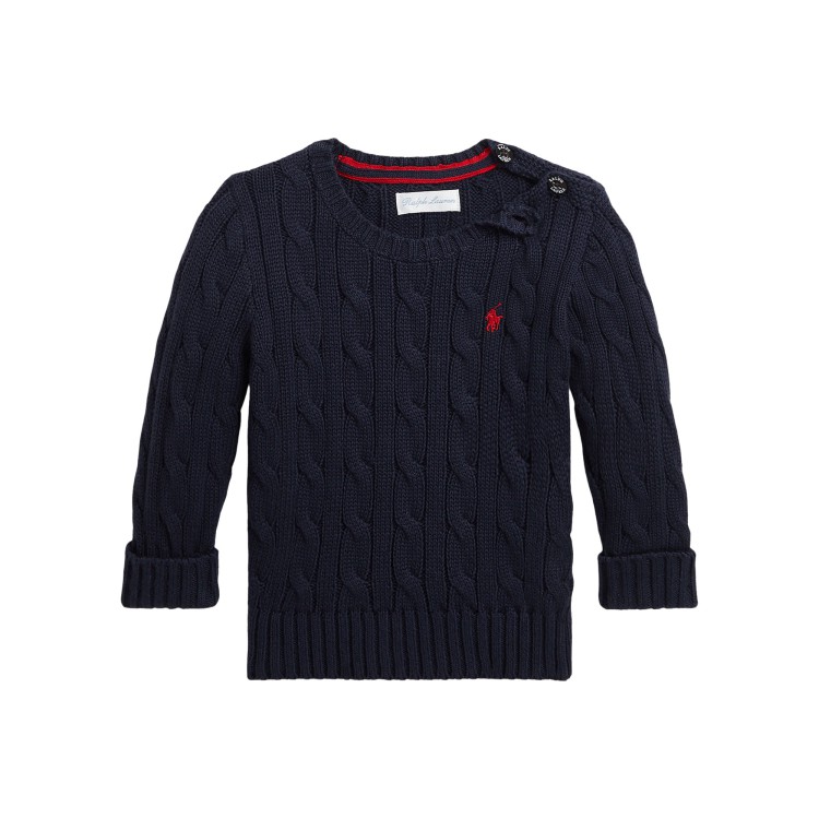 RALPH LAUREN Maglione blu navy a trecce bambini