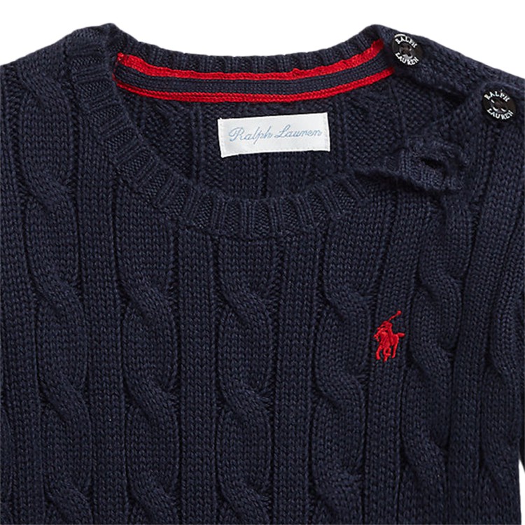 RALPH LAUREN Maglione blu navy a trecce bambini