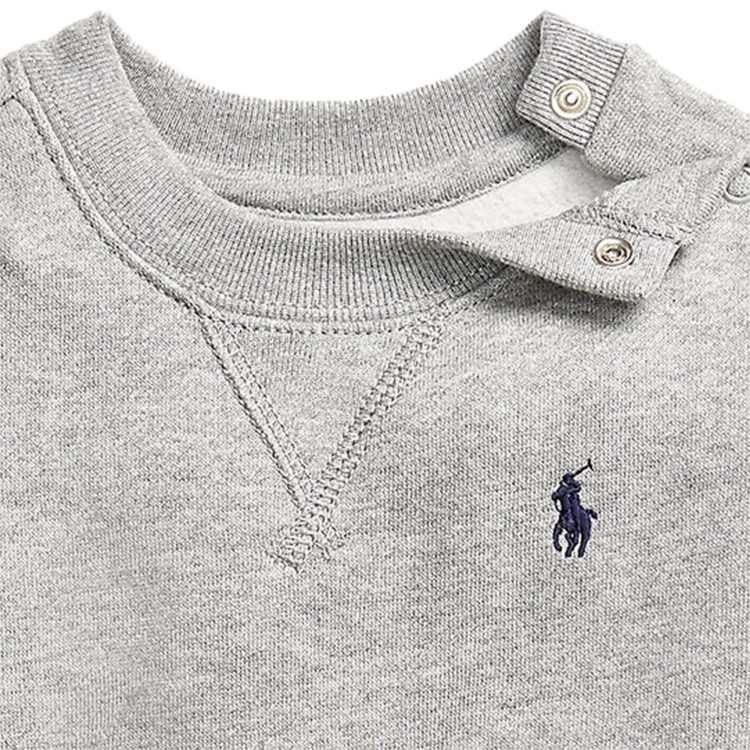 RALPH LAUREN Felpa grigia girocollo bambini