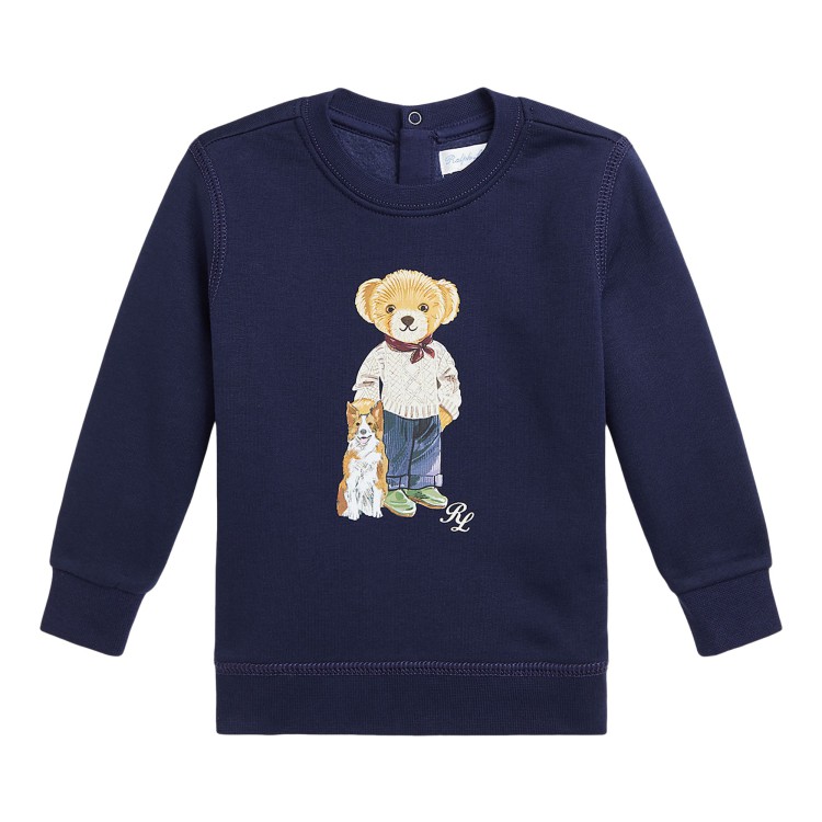 RALPH LAUREN Felpa blu navy Polo Bear bambini