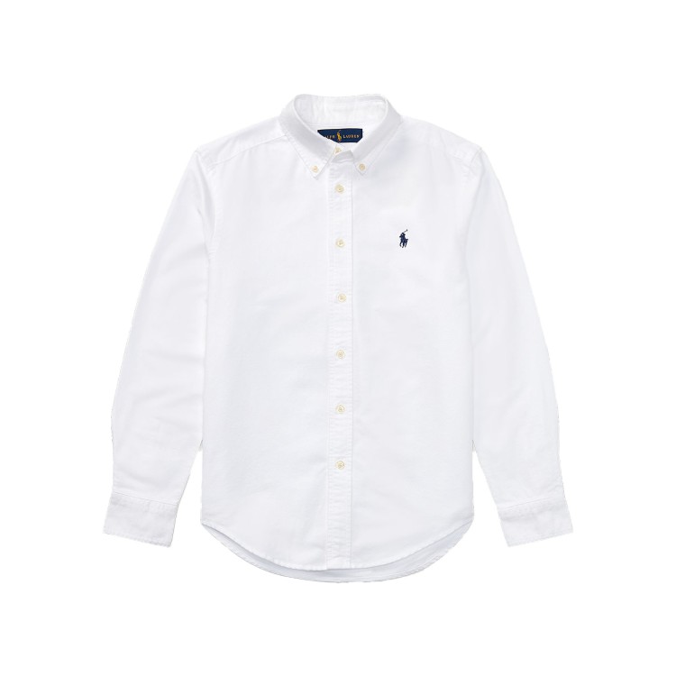 RALPH LAUREN Camicia Oxford in cotone Slim-Fit bianca bambino