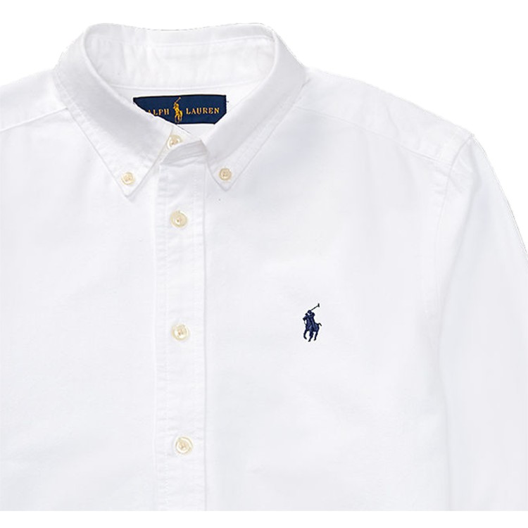 RALPH LAUREN Camicia Oxford in cotone Slim-Fit bianca bambino