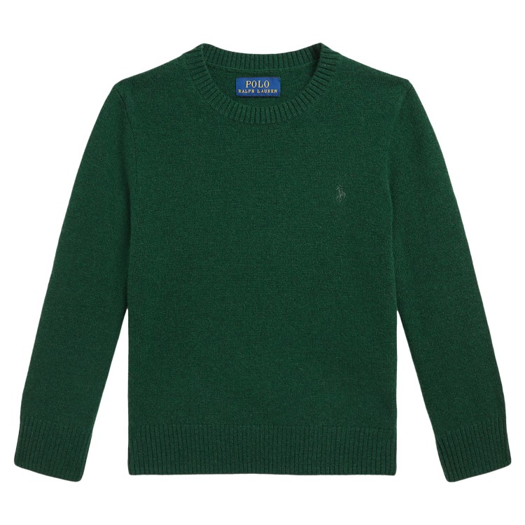 RALPH LAUREN Maglione verde girocollo bambini