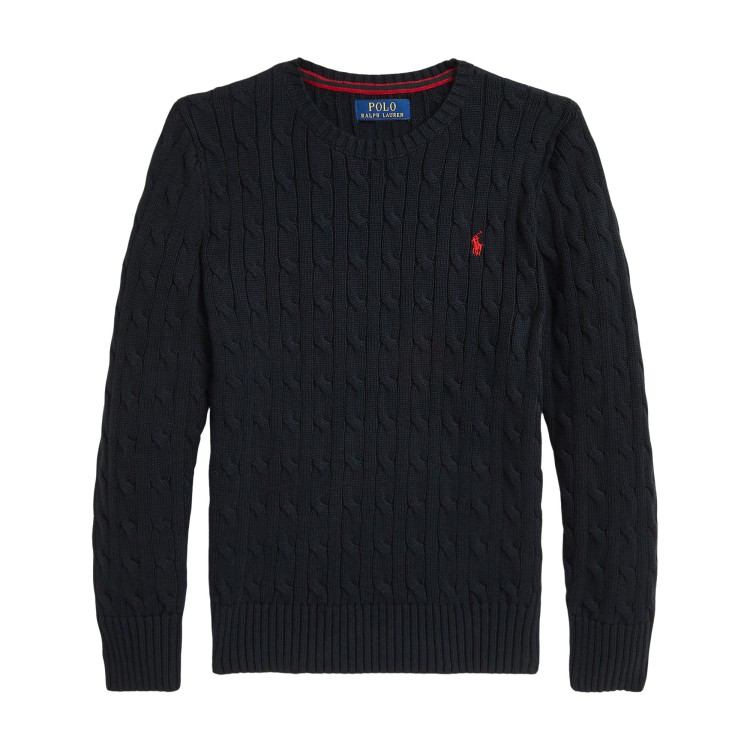 RALPH LAUREN Maglione nero a trecce bambini