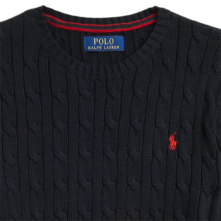 RALPH LAUREN Maglione nero a trecce bambini