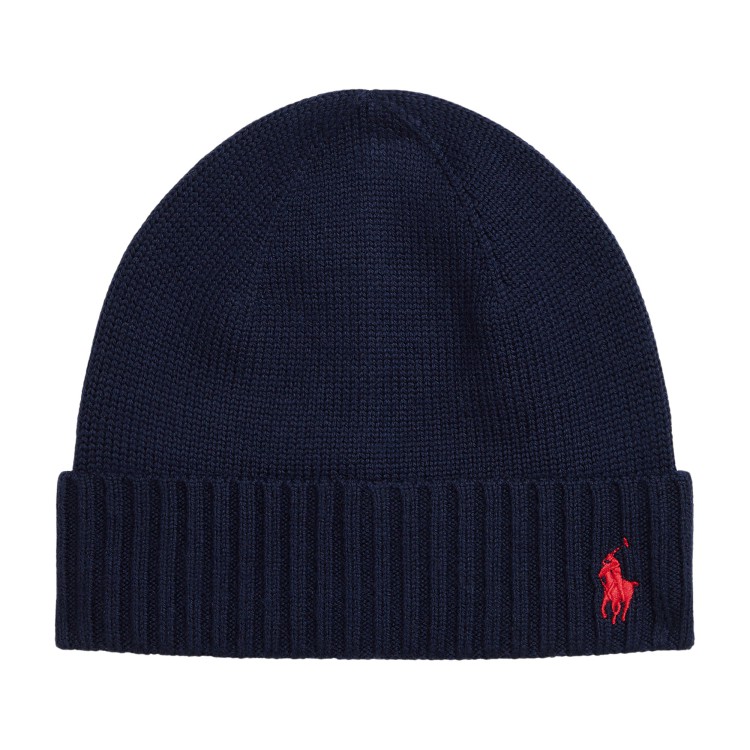 RALPH LAUREN Cappello blu con ricamo bambini