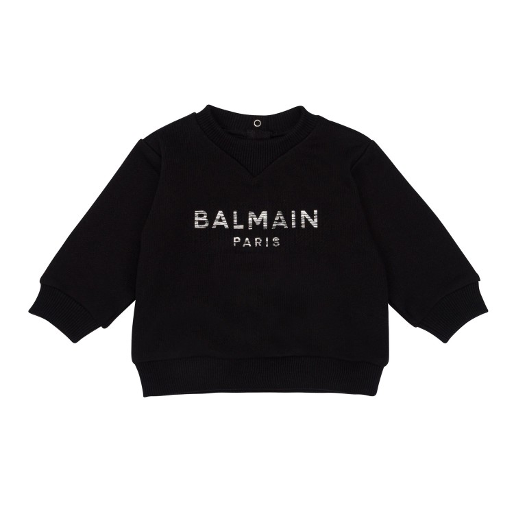 BALMAIN Felpa girocollo nera per neonato