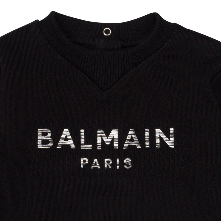 BALMAIN Felpa girocollo nera per neonato