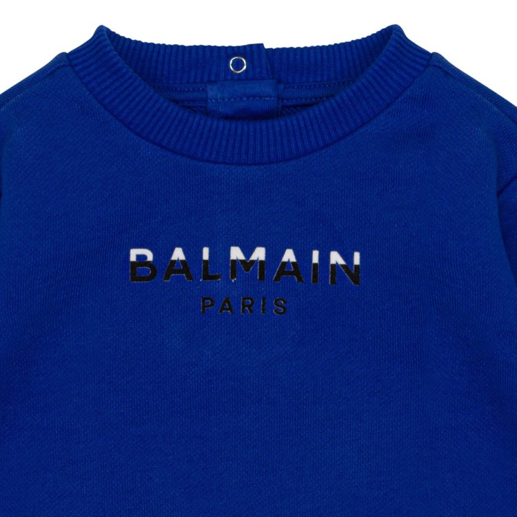 BALMAIN Felpa bluette con stampa logo per neonato