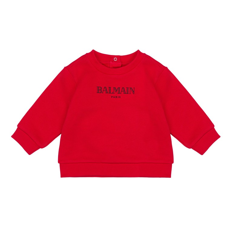 BALMAIN Felpa girocollo rosso per neonato