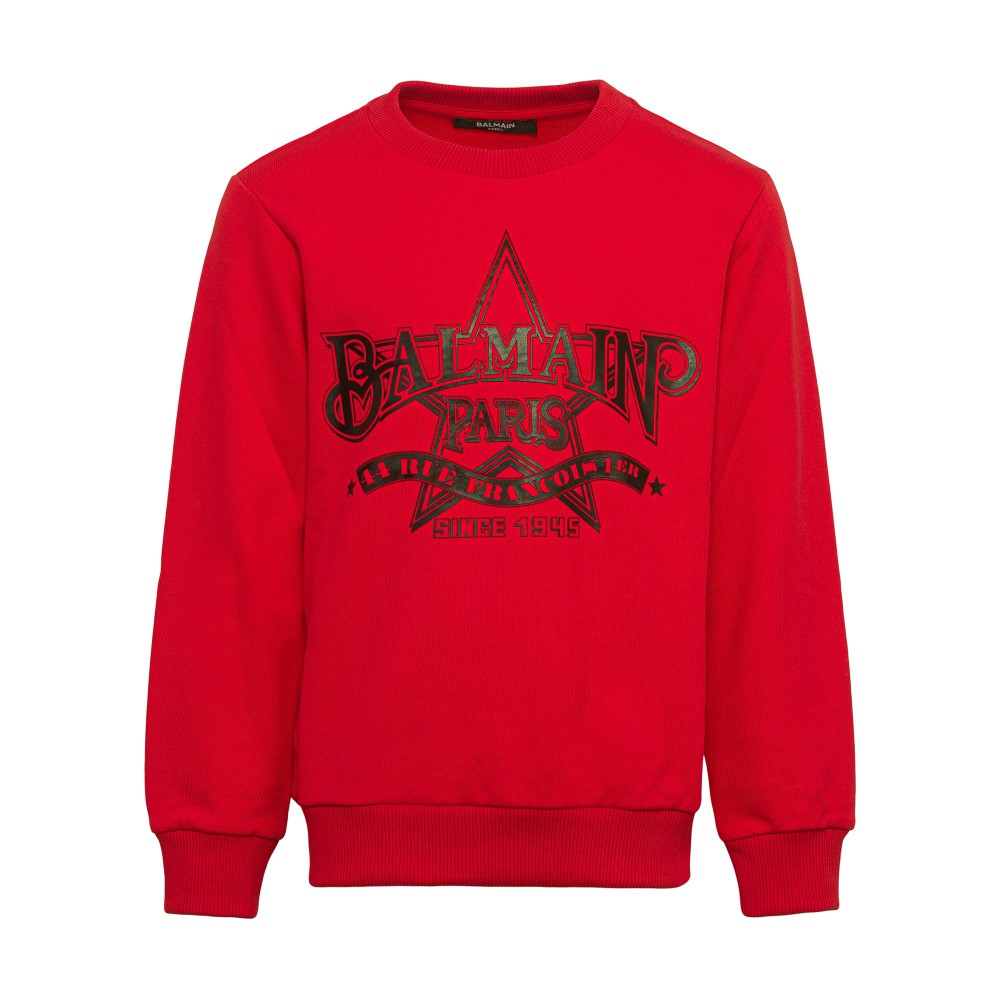 BALMAIN Felpa rossa con...