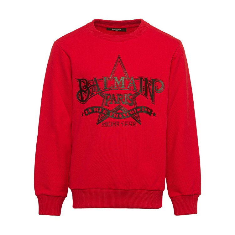 BALMAIN Felpa rossa con stampa logo per bambino