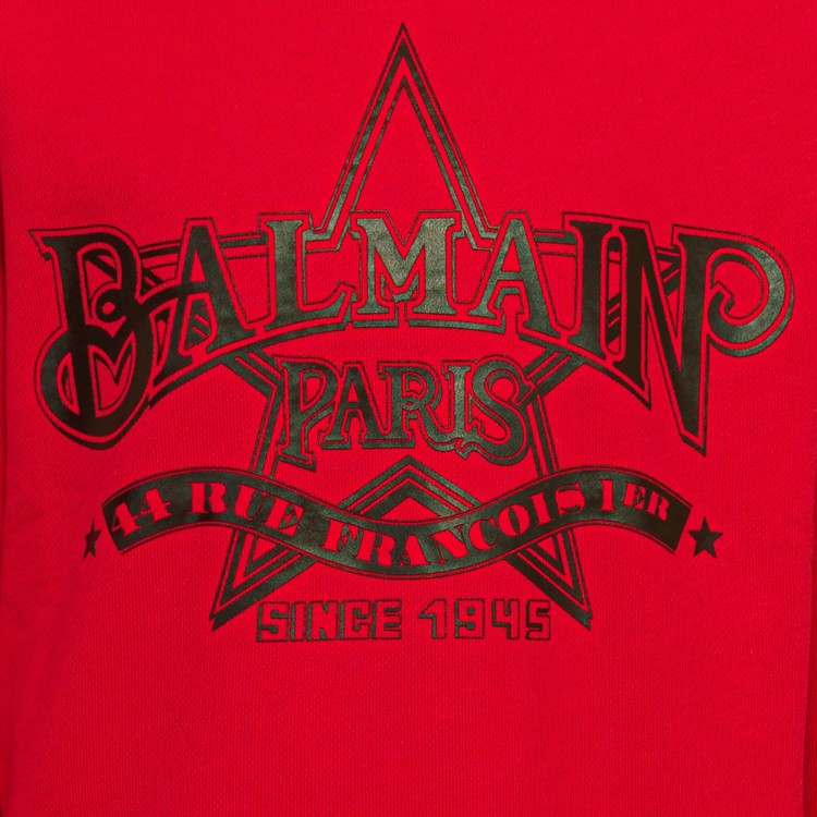 BALMAIN Felpa rossa con stampa logo per bambino